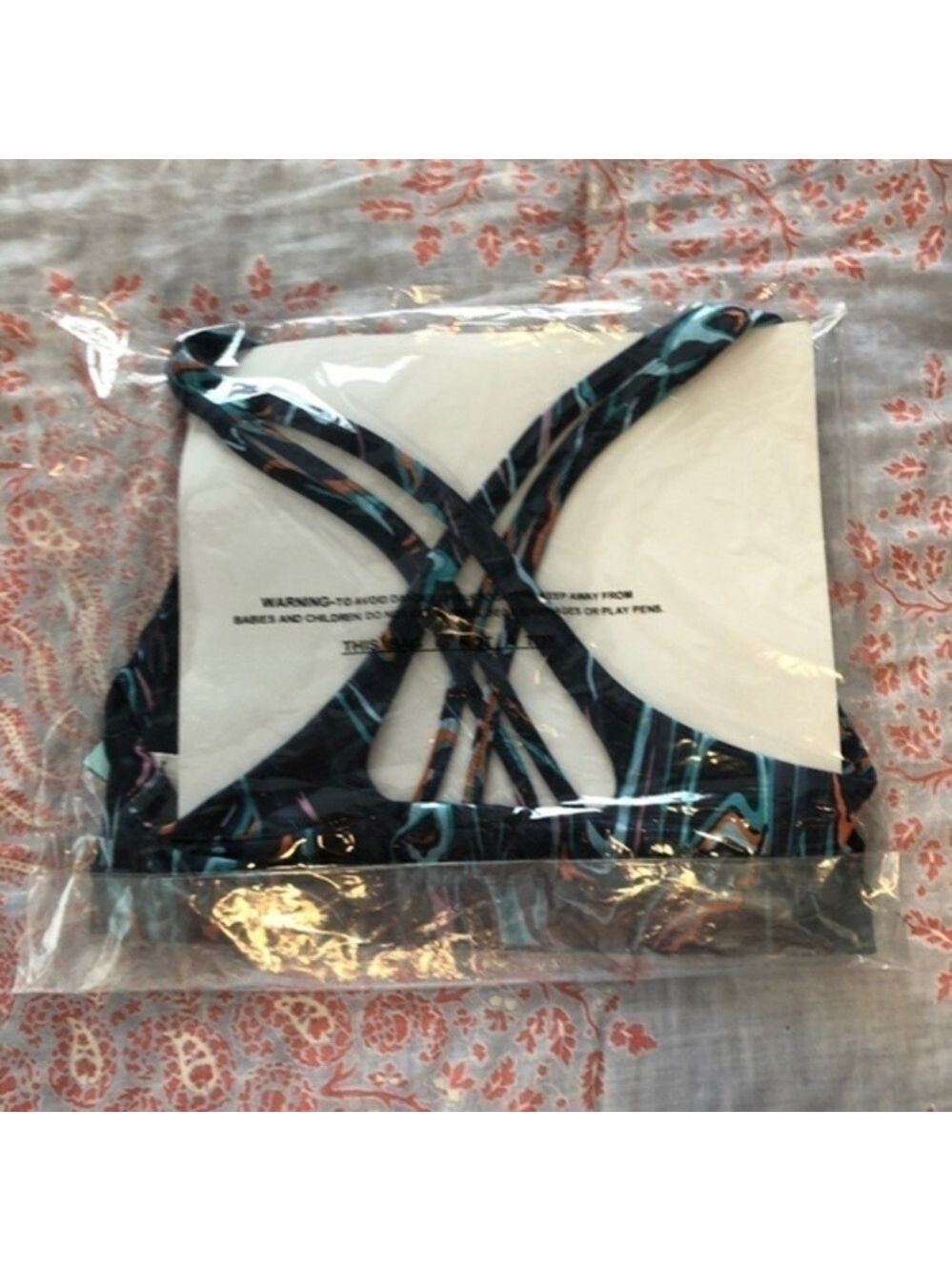 NWT ID IDEOLOGY Swirly Print Low-Impact Strappy-Back Performance Sports Bra/MD - Picture 8 of 14